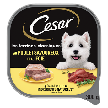 Image de Barquette chien Les terrines classiques au poulet et au foie CESAR