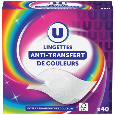 Lingettes anti-transfert de couleurs x40 - Super U, Hyper U, U