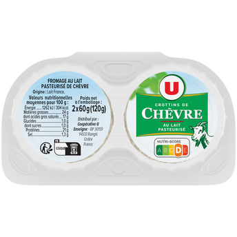 Image de U
Crottin de chèvre au lait pasteurisé