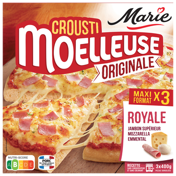 Image de Pizza crousti-moelleuse jambon fumé mozzarella et emmental MARIE, x3 soit 1,2