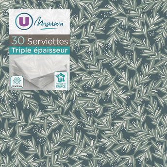 Image de U MAISON
Serviette en ouate 33x33cm bleu