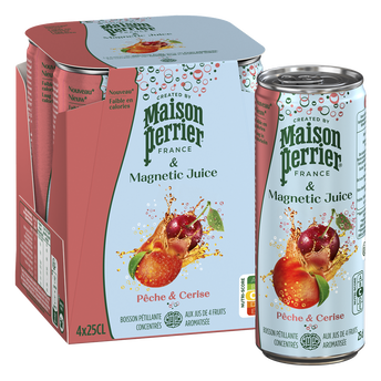 Image de Boisson Gazeuse Pêche Cerise MAISON PERRIER MAGNETIC JUICE