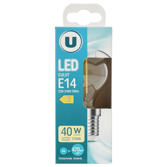Image de U
Ampoule led mini ronde 40w E14 transparente lumière