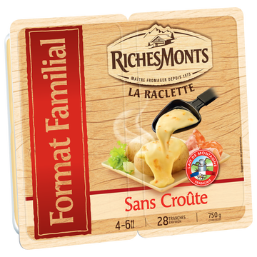 Riches Monts Fromage À Raclette Classique Sans Croûte Riches Monts - 750g