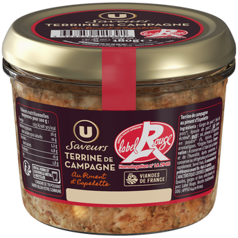 Image de U SAVEURS
Terrine de campagne au piment d'Espelette Label Rouge , Bocal
