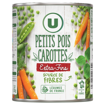 Image de U
Petits pois extra fins et jeunes carottes - Boîte de 530g net