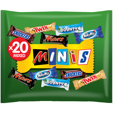 Barres minis assortiment chocolats SNICKERS MARS TWIX BOUNTY, x20 403g ...