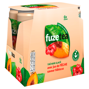 Fuze Tea Boisson Au Thé Fuzetea Pêche Hibiscus - Pack Canettes 6x25cl