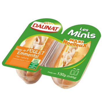 Daunat Sandwich Mini Viennois Poulet Emmental Daunat, 2x65g