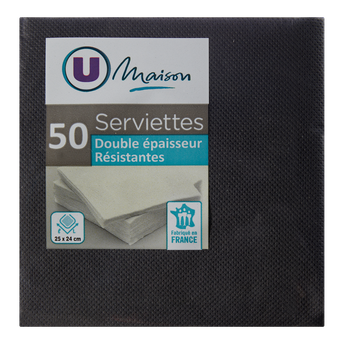 Image de U MAISON
Serviette Tex Touch en ouate 25x24cm noir