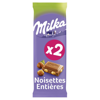Image de Chocolat au lait et noisettes MILKA - 2 tablettes de