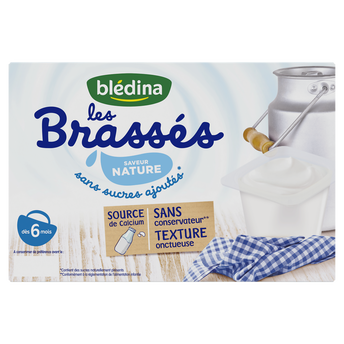 Image de Desserts lactés bébé brassé nature sans sucres dès 6 mois BLEDINA