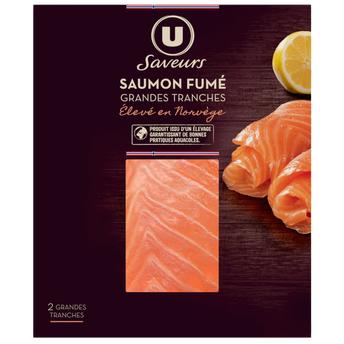 Image de U SAVEURS
Saumon fumé Atlantique, Norvège, 2 grandes tranches