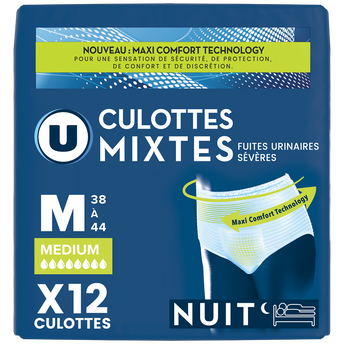 Image de U
Culottes incontinence mixtes de nuit pour adulte - Taille M