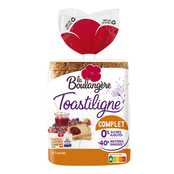 Image de Pain de mie grandes tranches complet Toastiligne LA BOULANGERE - 12 tranches