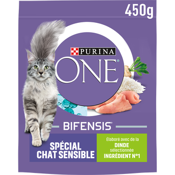 Image de Croquettes pour chat adulte SENSIBLE Dinde, Riz PURINA ONE
