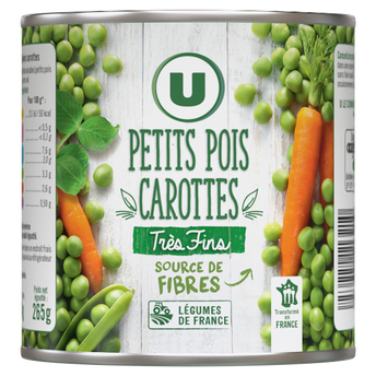 Image de U
Petits pois très fins et carottes - Boîte de 265g net