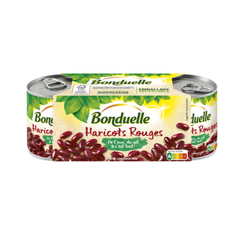 Image de Haricots rouges Jus Nature BONDUELLE - 3 boites 1/4 soit