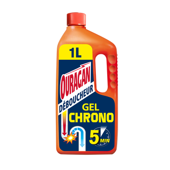 Image de Gel déboucheur super concentré chrono 5 minutes OURAGAN, flacon de
