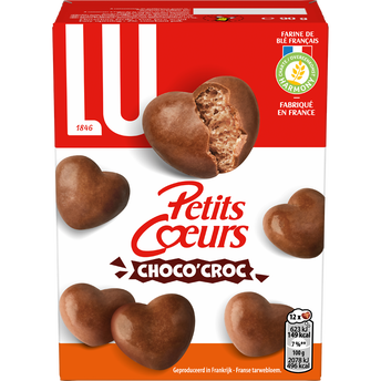 Image de Biscuits petits coeurs chocolat croc LU - Paquet