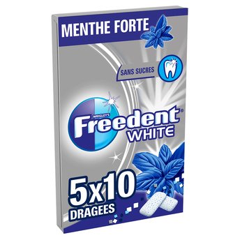 Image de Chewing gum sans sucre menthe forte FREEDENT White, 5x10 dragées