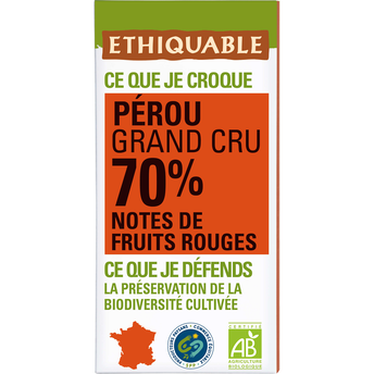 Image de ETHIQUABLE - Chocolat noir 70% Pérou BIO - la tablette de