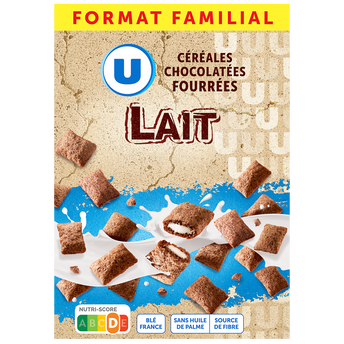 Image de U
Céréales chocolatées fourrées au lait - paquet