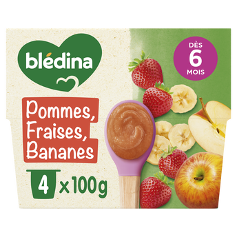 Image de Purée de fruits bébé pommes fraises bananes dès 6 mois BLEDINA