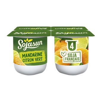 Image de Spécialité au soja fermentée sucrée à la pulpe de fruits enrichie en calcium saveur mandarine et citron vert SOJASUN