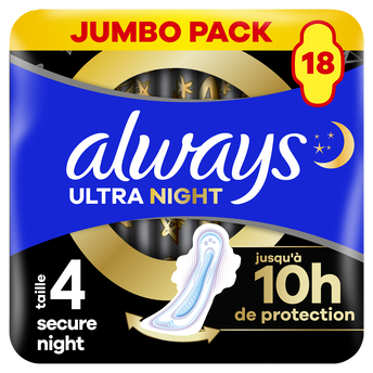 Image de Serviettes ultra secure night ALWAYS taille 4 ailettes