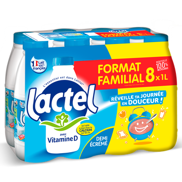 Lactel Lait Demi- Écrémé Uht- Lactel - 8x1l