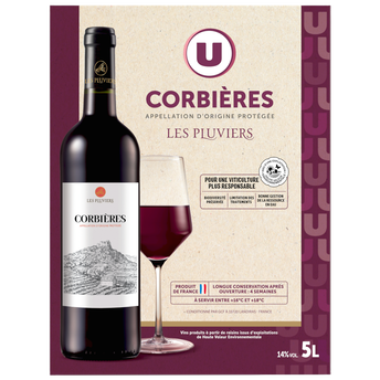 Image de U
Vin rouge AOP Corbières Les Pluviers fontaine à vin