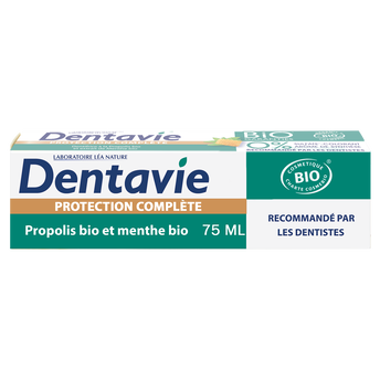 Image de Dentifrice protection complète bio DENTAVIE, tube de