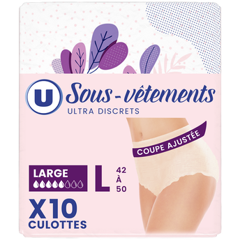 Image de U
Sous-vêtements incontinence femme - Taille L