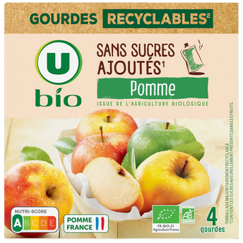 Image de U BIO
Purée de pomme sans sucres ajoutés  4 gourdes de