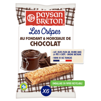 Image de Crêpes fourrées au fondant et morceaux de chocolat PAYSAN BRETON - x6Le paquet de