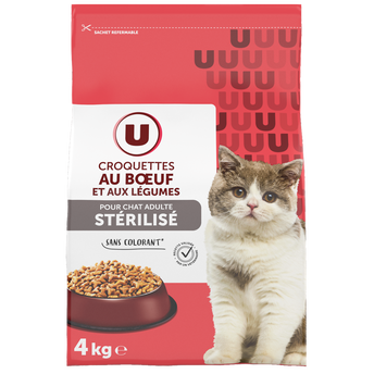 Image de U
Croquettes pour chat stérilisé au boeuf & aux légumes