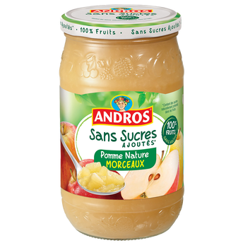 Image de Compote de pomme avec morceaux sans sucres ajoutés ANDROS