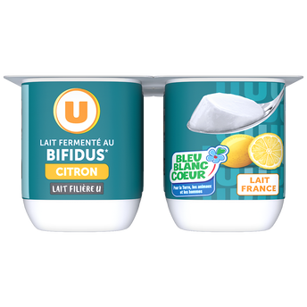 Image de U
Lait fermenté au bifidus sucré saveur citron