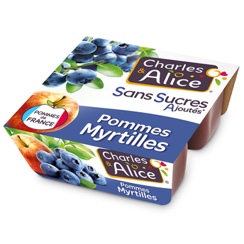 Image de Dessert fruitier Pomme Myrtille Sans Sucres Ajoutés CHARLES & ALICE- 4pots de