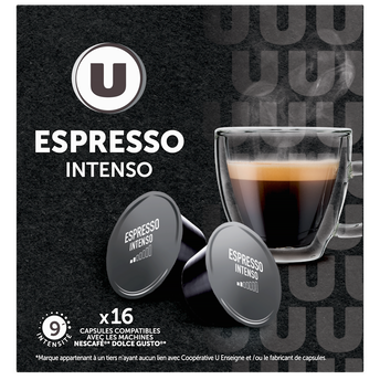 Image de U
Café capsules Espresso Intenso N°9 - compatible DOLCE GUSTO