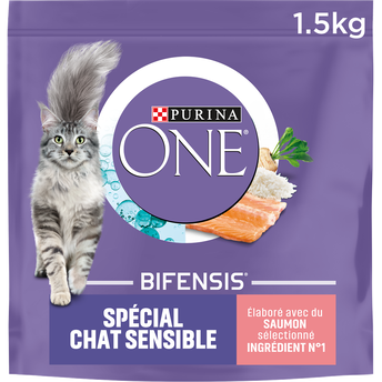 Image de Croquettes pour chat adulte SENSIBLE Saumon, Riz PURINA ONE