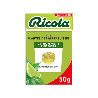 Image de Bonbons citron vert/thé vert sans sucre RICOLA, boîte de