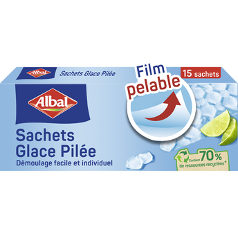 Image de Sachets glace pilée 70% ressources recyclées ALBAL
