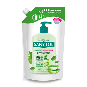 Image de Gel lavant anti-bactérien hydratant aloé véra & thé vert bio rechargeSANYTOL
