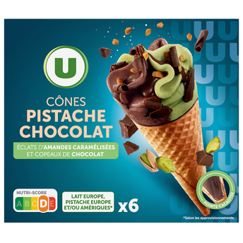 Image de U
Cônes glacés chocolat pistache