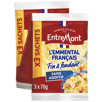 Image de Emmental râpé fin et fondant ENTREMONT - 3 sachets de