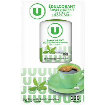 Image de U
Edulcorant à base de stevia  briquet de 100 comprimés