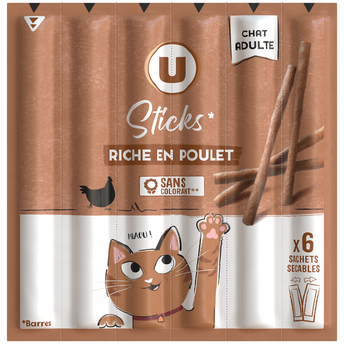 Image de U
Friandises pour chat Sticks riches en viande