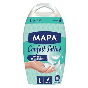 Image de Gants fins en latex douceur satinée MAPA, taille L, boîte de